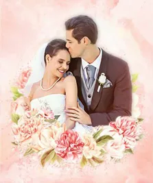 Свадебный Flower Art на розовом фоне с цветами