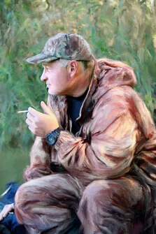 Портрет охотника на привале под живопись маслом