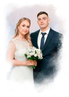 Парный свадебный портрет в стиле Акварель на светлом фоне, художник Евгения 