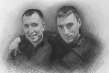 Портрет двух мужчин серым Карандашом, художник Татьяна 