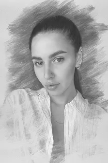 Портрет девушки в полосатой рубашке серым Карандашом, художник Татьяна 