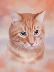 Портрет рыжего кота в стиле Под масло на нейтральном фоне, художник Антонина