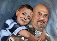 Портрет отца с сыном Под масло на нейтральном фоне, художник Анастасия 