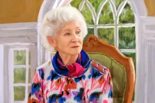 Портрет пожилой женщины в цветном платье, стиль Под масло, художник Юлия 