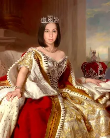 Портрет зеленоглазой девушки с причёской "Каре" В образе королевы Виктории, художник Валерия 