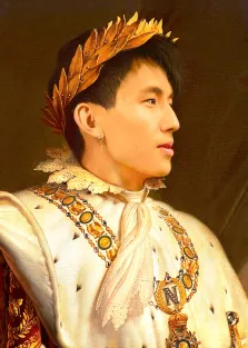 Портрет молодого человека азиатской внешности В образе Наполеона Бонапарта, художник Валерия 